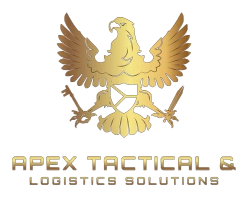 Apex Tactical and Logistics Solutions crest: a gold eagle holding a key and a sword