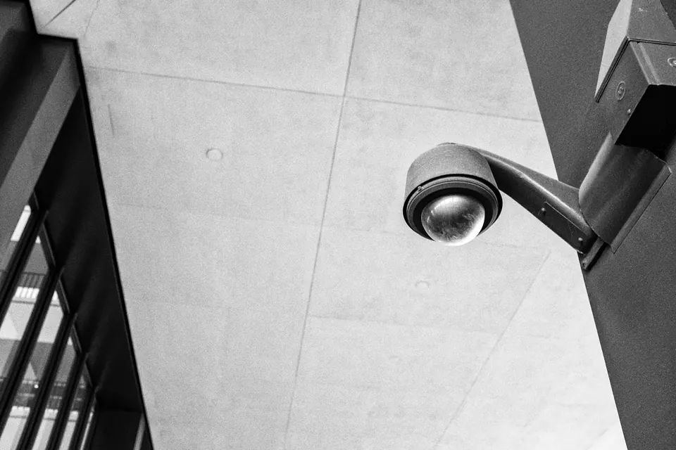 Dome surveillance camera on a building